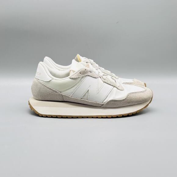 New Balance Shoes Womens 7.5 White Beige 237 Retro Running Athletic Sneakers - Picture 1 of 11